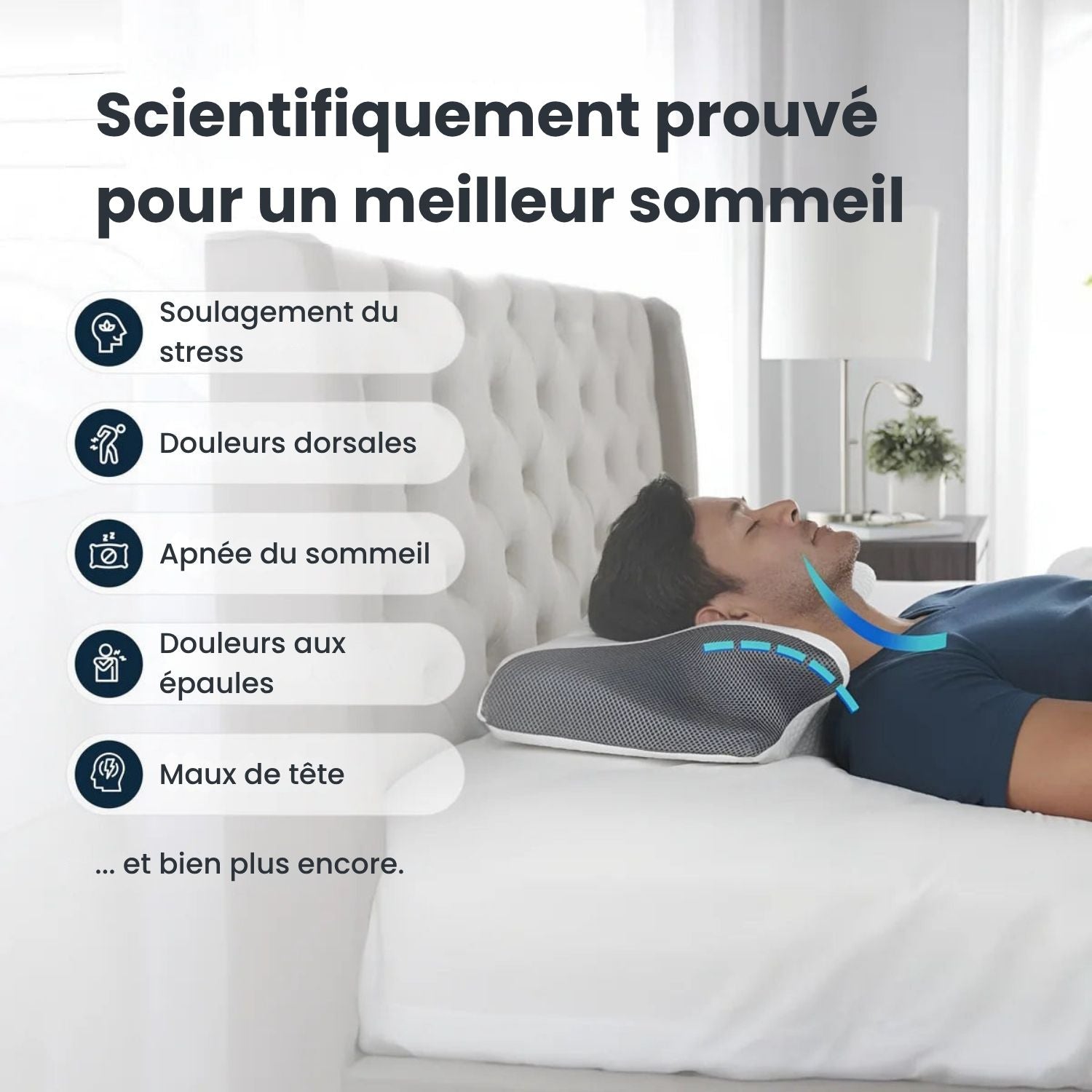 ErgoLift™ - Oreiller orthopédique à mémoire de forme